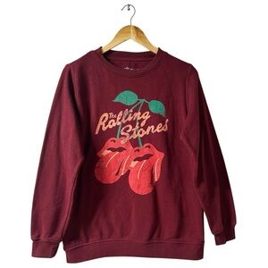 The Rolling Stones Cherry Graphic Women's Sweatshirt Super Soft Sz M Burgundy